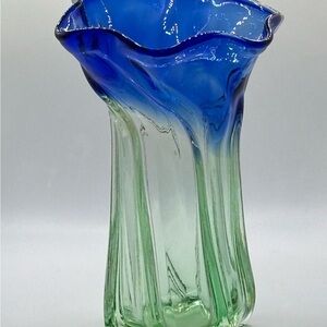 Elegant Blue and Green Glass Vase